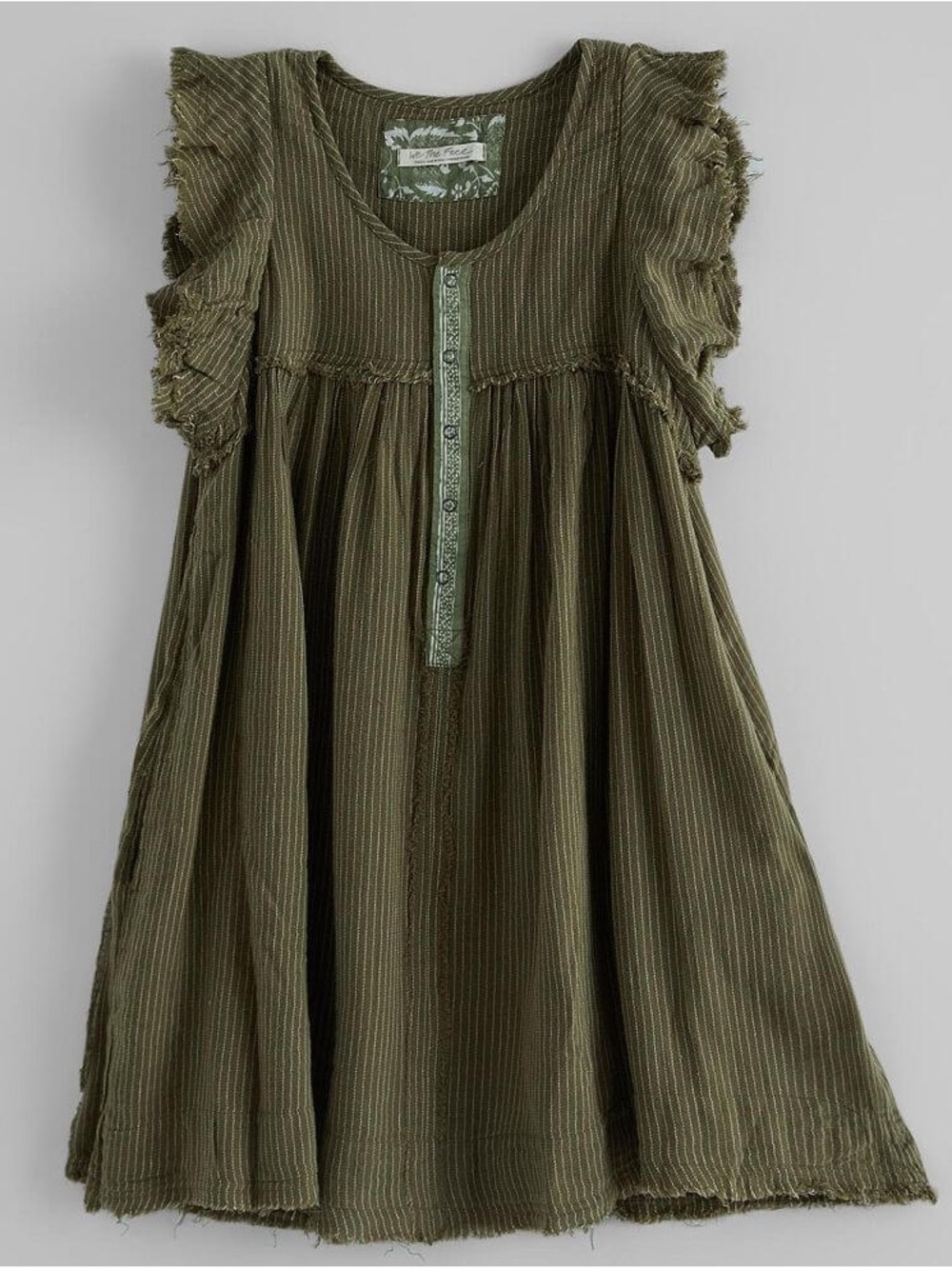 We The Free Blue Ridge Indigo Top Olive Green Women’s M Boho Earthy Babydoll